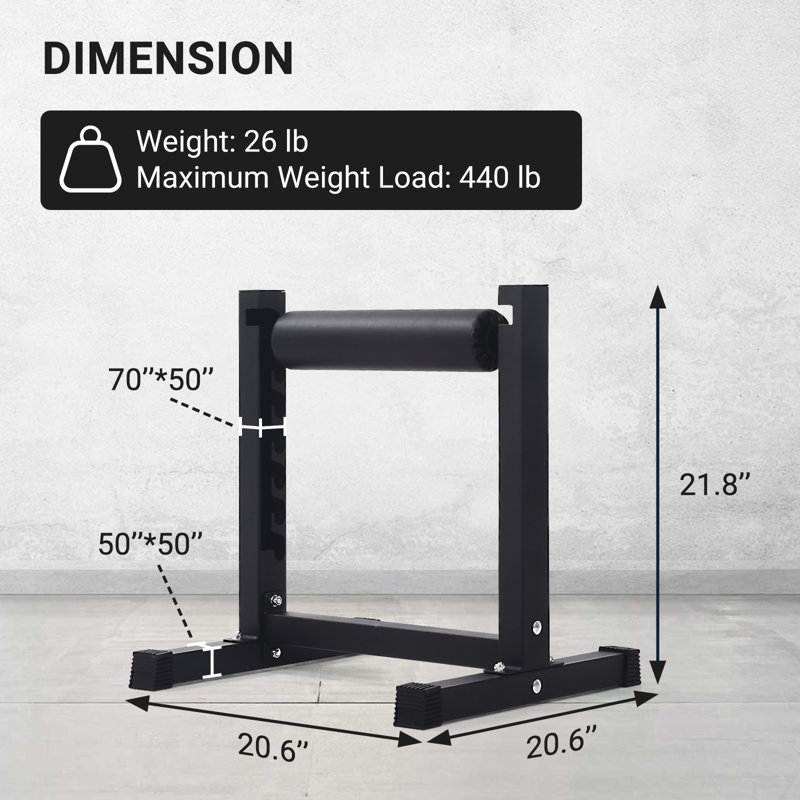Enjyam Bulgarian One Leg Squat, Single Leg Squat Stand, Adjustable Squat Roller with 7 Roller Heights and Thickened Pads, Lower Body Specialty Machine for Squats, Leg Lunges, Grey