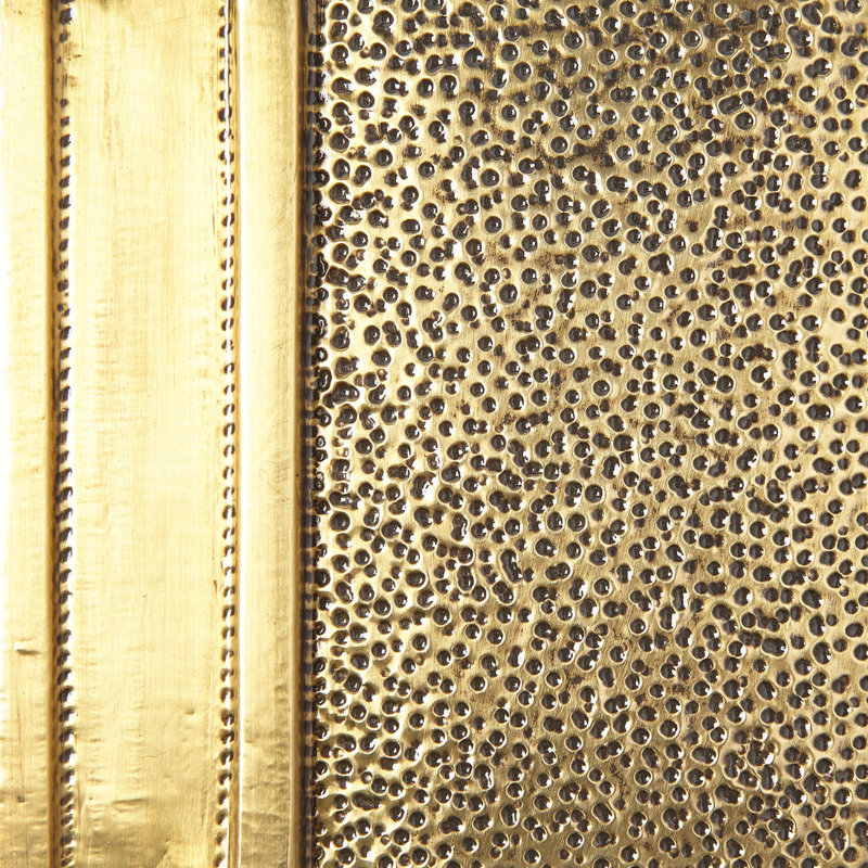 Abstract Geometric Brass-Clad Floating Cabinet with Adjustable Shelving