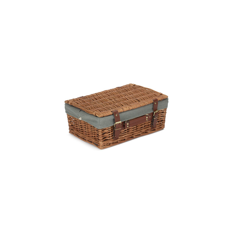 Wicker Basket with Lining, Light Steamed Hamper/Grey Lining