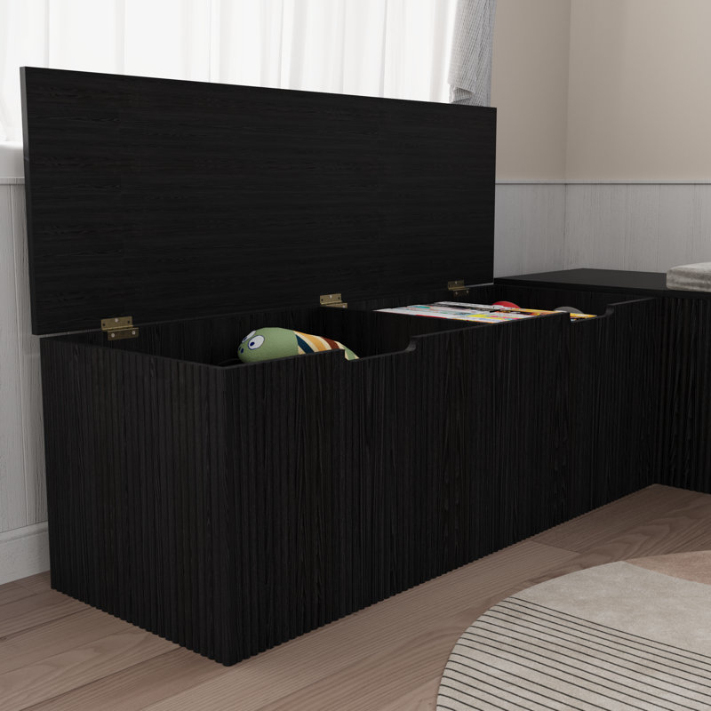 L-shape Storage Bench With Cushioned Seating, For Dining Room, Kitchen, Entryway, Black