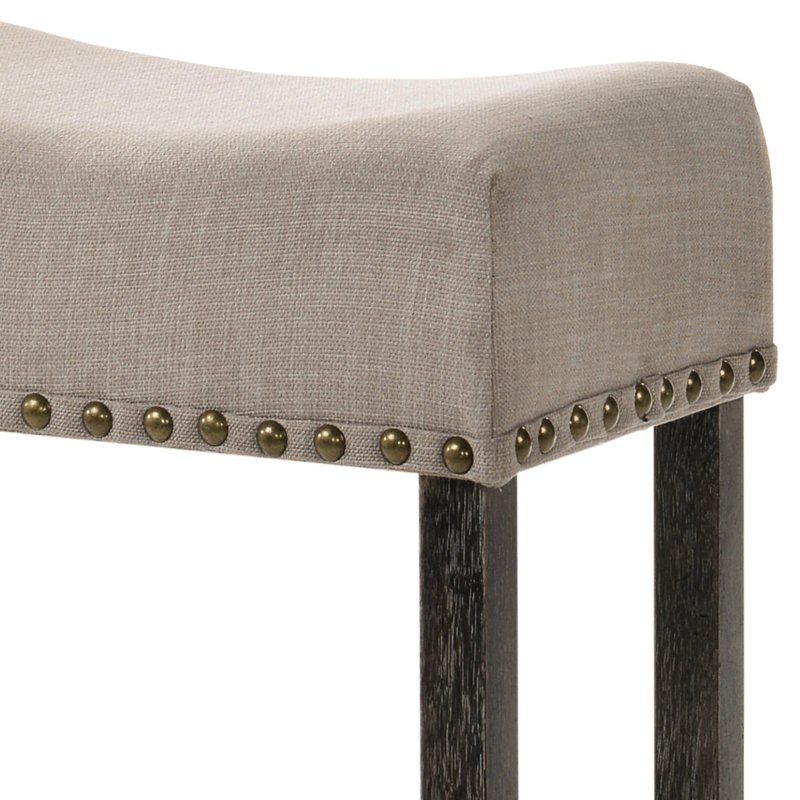 Tabouret de comptoir rembourré en lin brun clair (2) - Sans dossier avec pieds pour tabourets de hauteur de décor de bureau (deux)