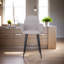 Modern Upholstered Bar Stool with Tufted Armrests and Metal Base- Brown-1213657833