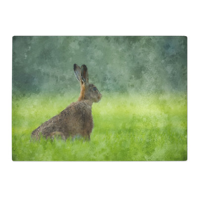 Tempered Glass Lone Hare Chopping Board