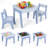 Wooden 4 In 1 Kids Table And 2 Chairs With Storage Drawers & 2 Removable Tabletops,Compatible With Lego And Duplo Bricks