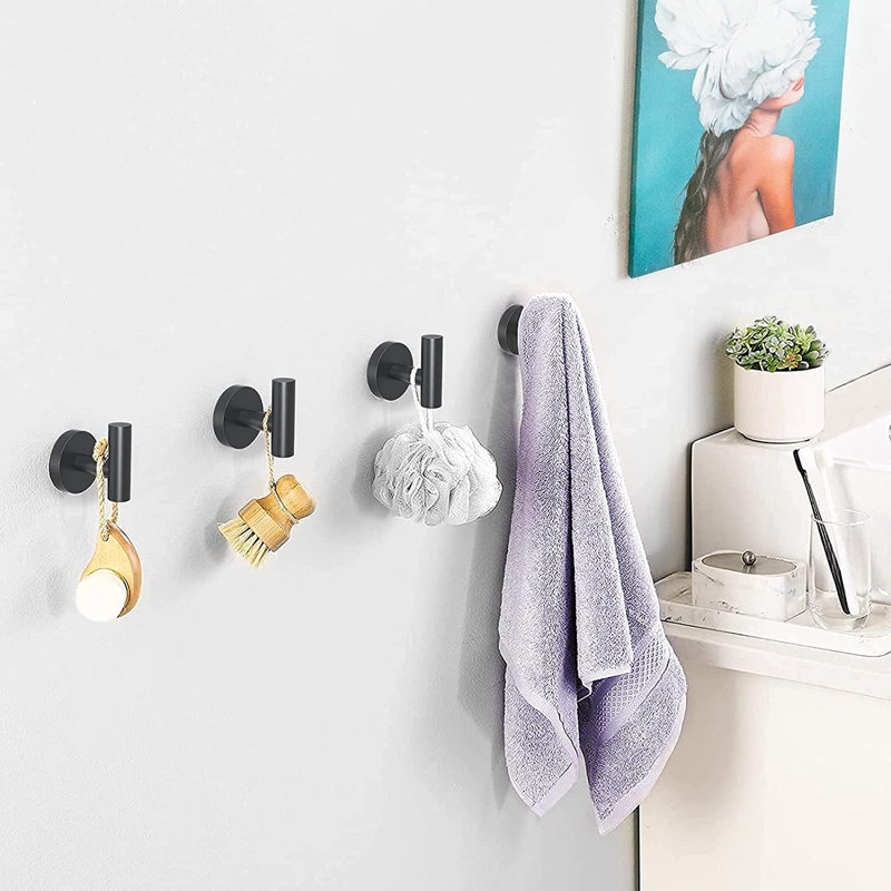 Crochet mural moderne pour serviettes, Noir mat