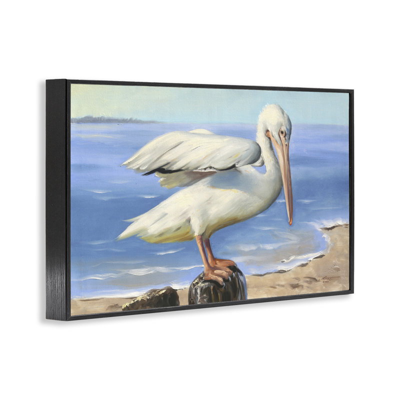 Scène de plage, art giclée par D. Rust, H 12 po x l 18 po, Giclée encadrée noir minuit