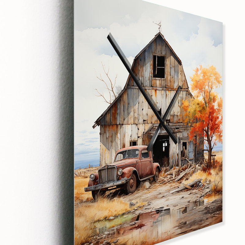 Barns Rustic Charm IX - Farmhouse Wall Clock, 32" H x 24" W x 1" D