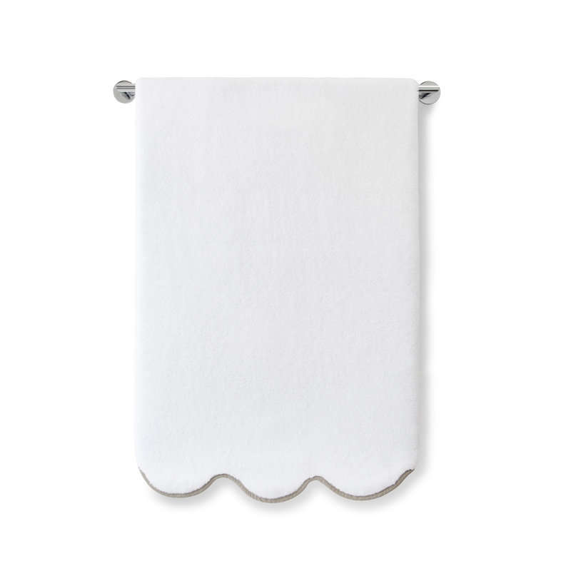 Scalloped Hand Towel, White/Gray, Hand Towel
