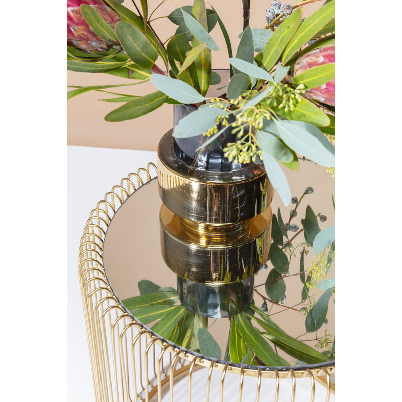 , 1 Wire 2 Piece Coffee Table Set, Clear/Gold