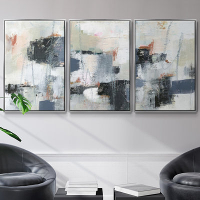 Ensemble de 3 tiges tropicales encadrées sur toile