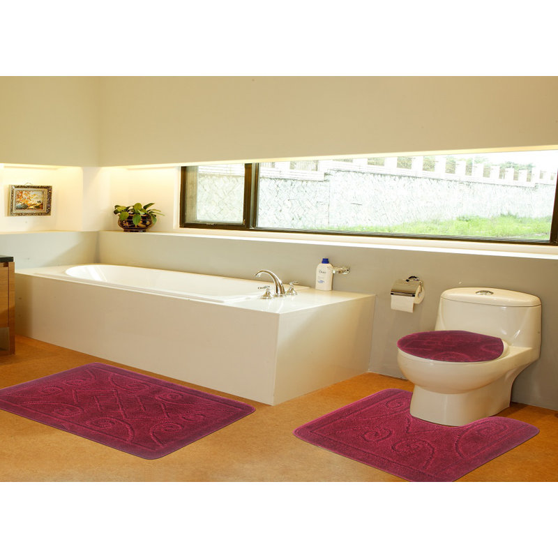 3 Piece Stander Size Winship tropical, 22'' H x 39'' W, Burgundy