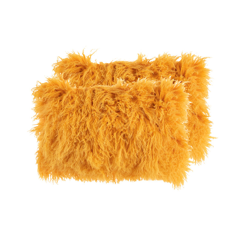 Housse et insert de coussin rectangulaire en laine, Plumes, Jaune