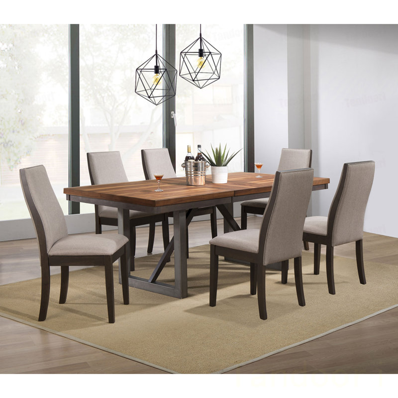 Taupe and Espresso Upholstered Dining Chair (Set of 2)