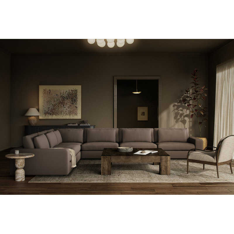 Bloor Sectional, Savoy Coffee Polyester Blend, 31.5" H x 171.5" W x 132" D, Left Hand Facing