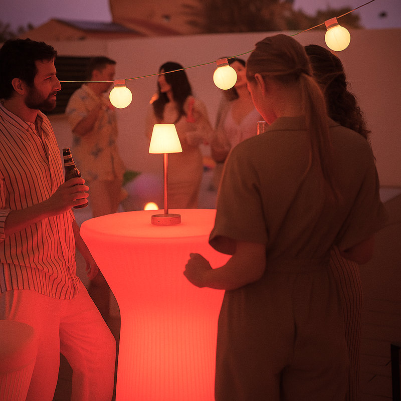 Table de bar d'extérieur lumineuse rechargeable 43 "USB à DEL, intensité variable RVB avec télécommande