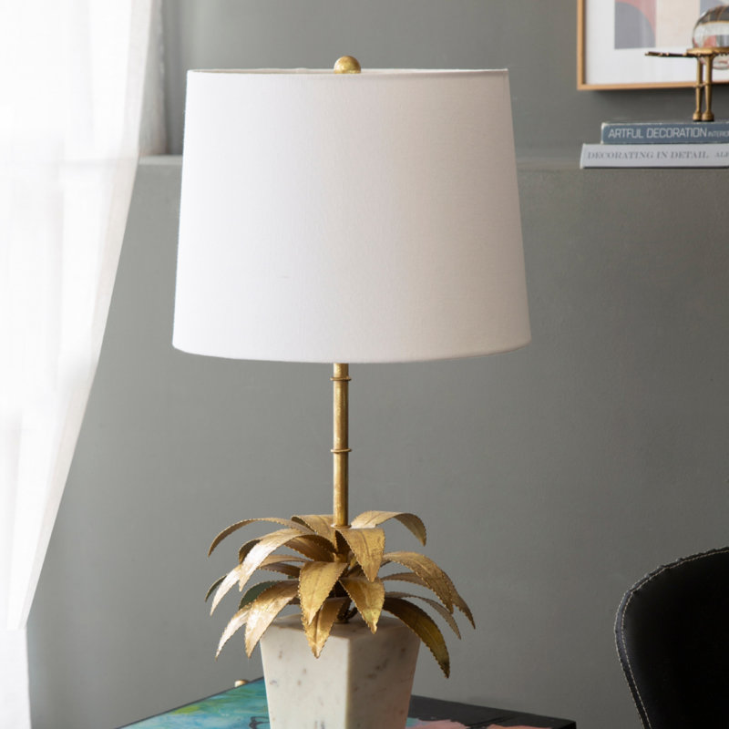 Lampe de table D15 x 29 po, abat-jour tambour clair, lampe de table