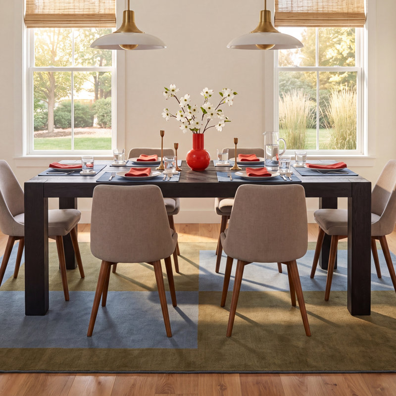 Block 84" Solid Wood Dining Table, Black