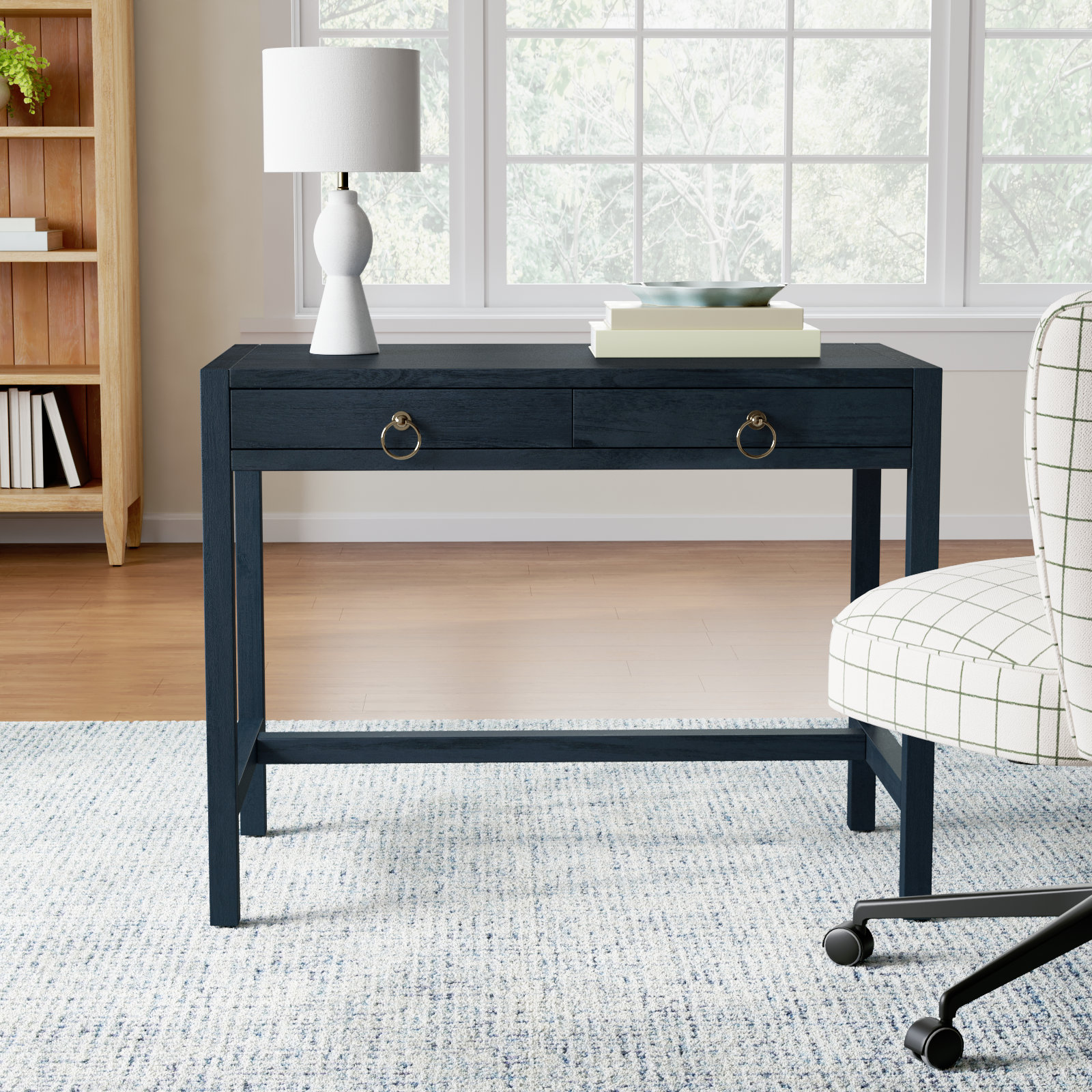 Elin 40" Acacia Writing Desk, Navy