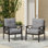 Chaise de patio en métal 2 pièces avec coussins