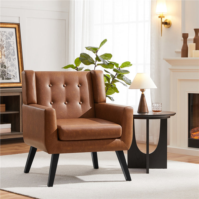 Button Tufted Accent Chair With Removable Seat Cushion Sofa  chair 