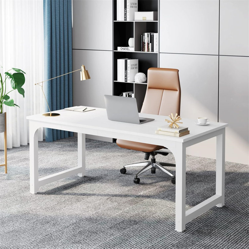Bureau de direction 63 po (sans la chaise), H 29,53 po x l 62,99 po x P 31,5 po, Blanc / blanc
