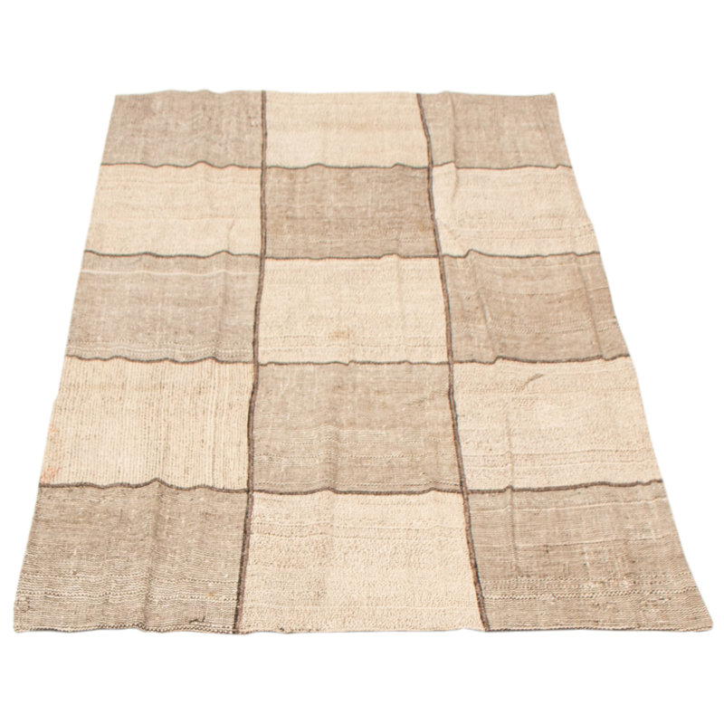 Tapis beige en laine tissé à plat à la main Martiya 4 pi x 6 pi 7 po