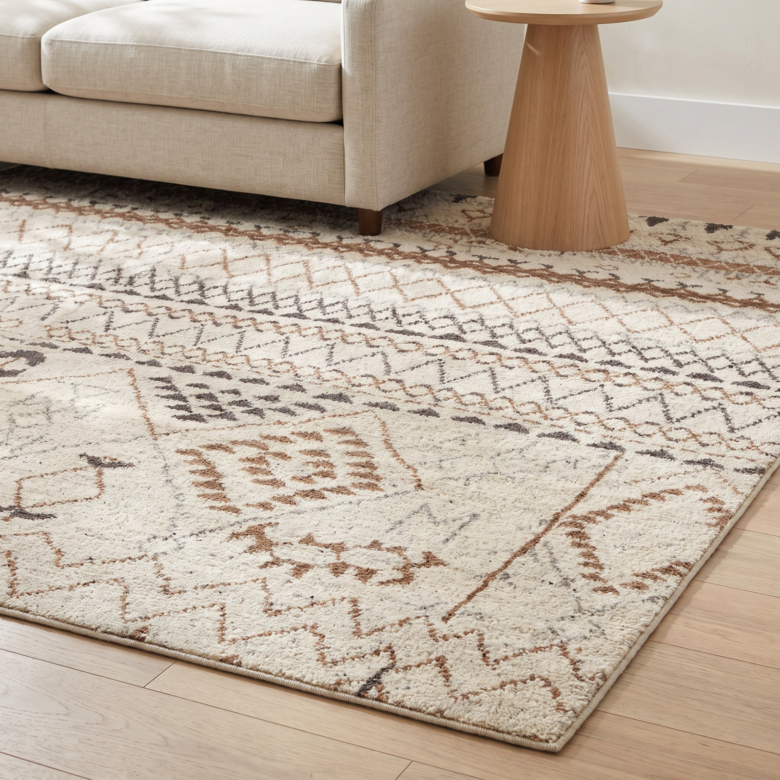 Overby Ivory Hand-Knotted Oriental Wool Rug, Rectangle 8' x 10'