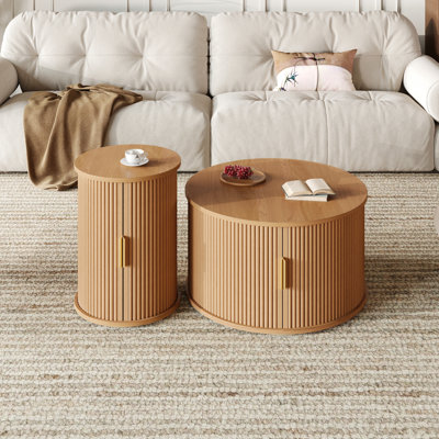 Coffee Table Set With Sliding Doors