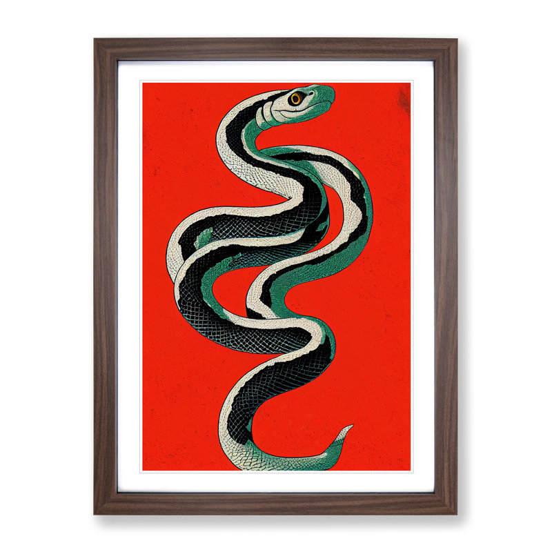 XV1022-3363X Painted Snake No.2 Abstract - Single Picture Frame Painting, 64cm H x 46cm W x 2cm D, Walnut Framed