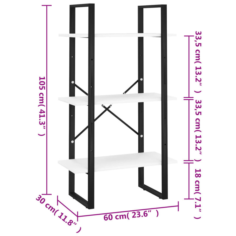 Storage Shelf 23.6"x11.8"x41.3" Engineered Wood, Concrete Gray