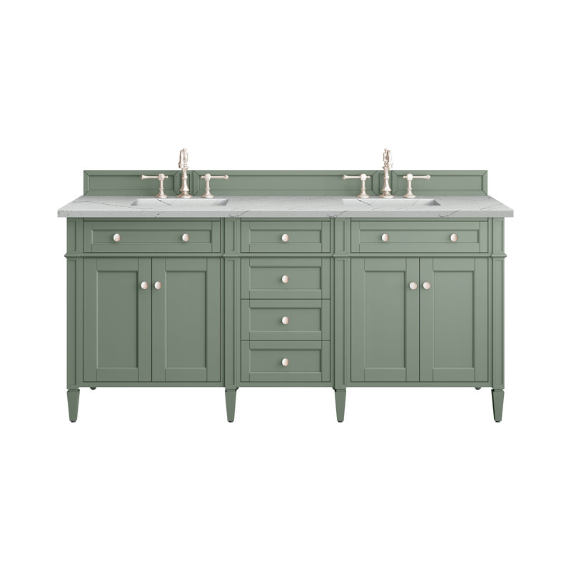 Meuble-lavabo double l 72 po Dussault, Noctis éthéré, Céladon fumé, 8 po