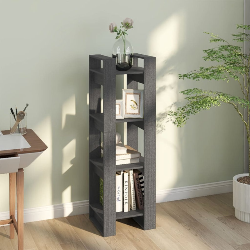Gelissa 125 cm H Solid Wood Etagere Bookcase, 125Cm H x 41Cm W, Grey