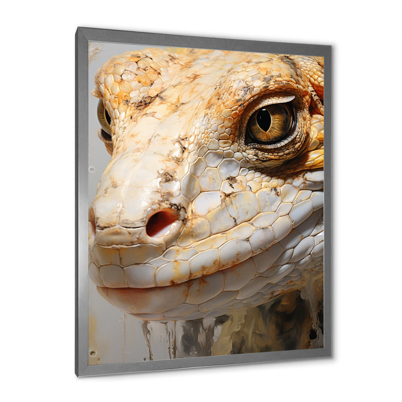 " Curious Reptile Amphibian II ", Silver Single Picture Framed, 32" H x 16" W
