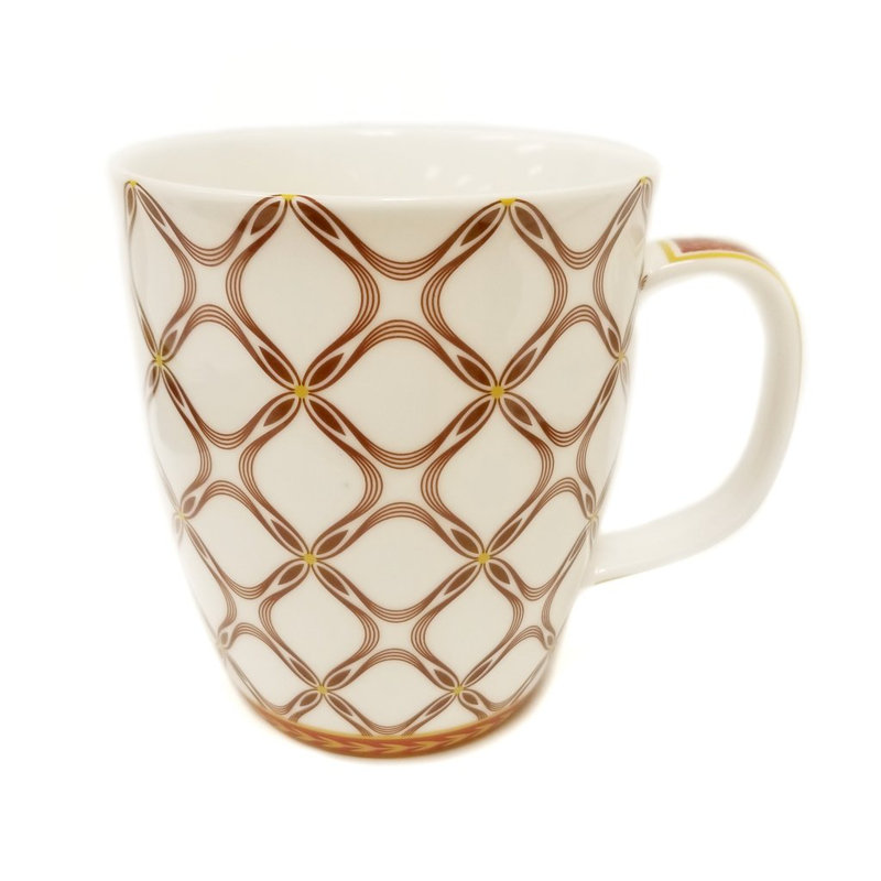 Grande tasse à café rouge diamond, Crème / brun