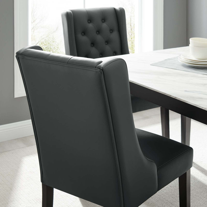 Chaise de salle à manger Baronet, Cuir végétalien gris