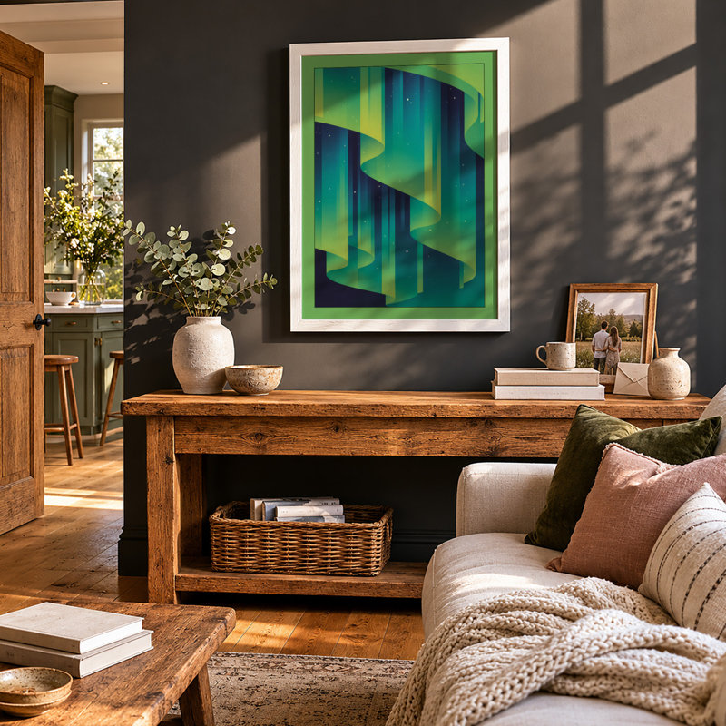 Luminous Ribbons Modern - Framed Print, A2 - 59.4 x 42.0 cm, White