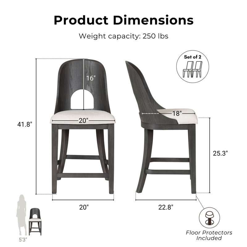 Doloros Counter Height Dining Table Set, Ash Gray, 7 Pieces: Table, 6 Chairs