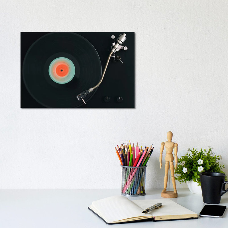 Spinning Record by Tom Quartermaine - Wrapped Canvas Print, 8" H x 12" W x 0.75" D