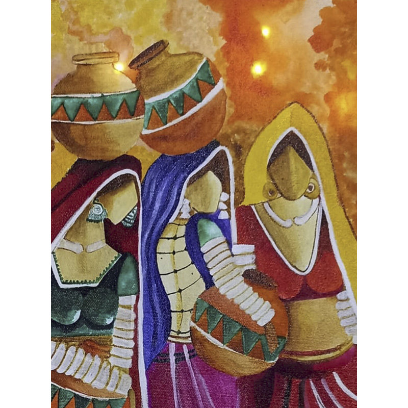 Peinture de villageoises | Aquarelle par Abhishek Kumar