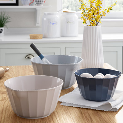 Bade Melamine Stainless Steel 3 Piece Nesting Nested Mixing Bowl Set