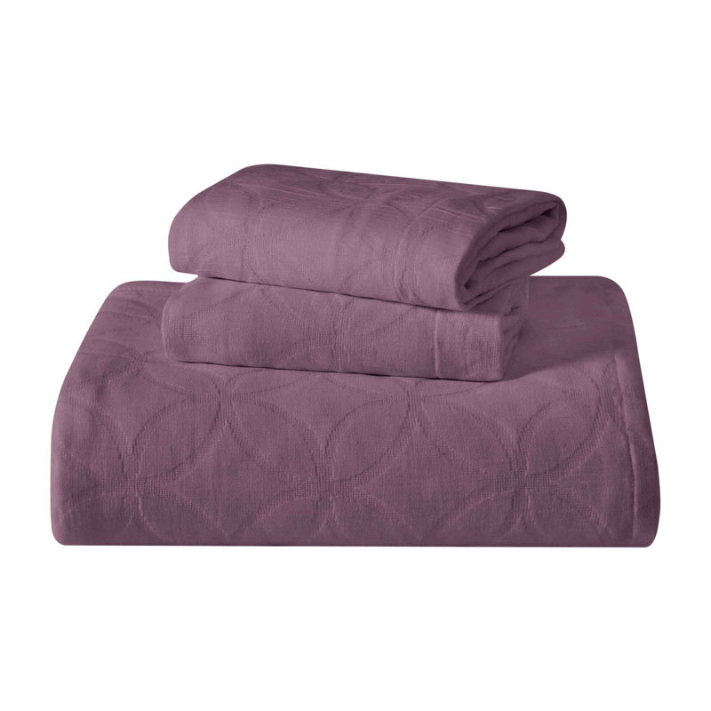 Ensemble de couvre-lit matelassé en coton The Blue Nile Mills, Mauve, Couvre-lit de grande taille + 2 taies décoratives