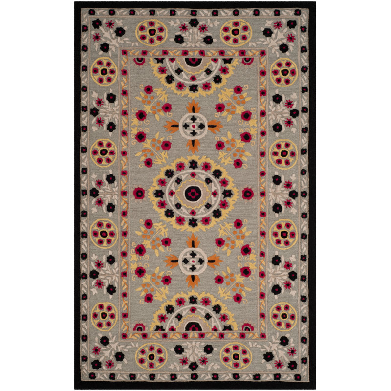 Tapis floral en laine touffeté à la main Eatonville, Rectangle 2 pi x 3 pi