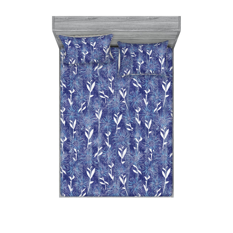 Drap-housse et taies décoratives 3 pièces Ambesonne, Blanc cassé, quartz / floral