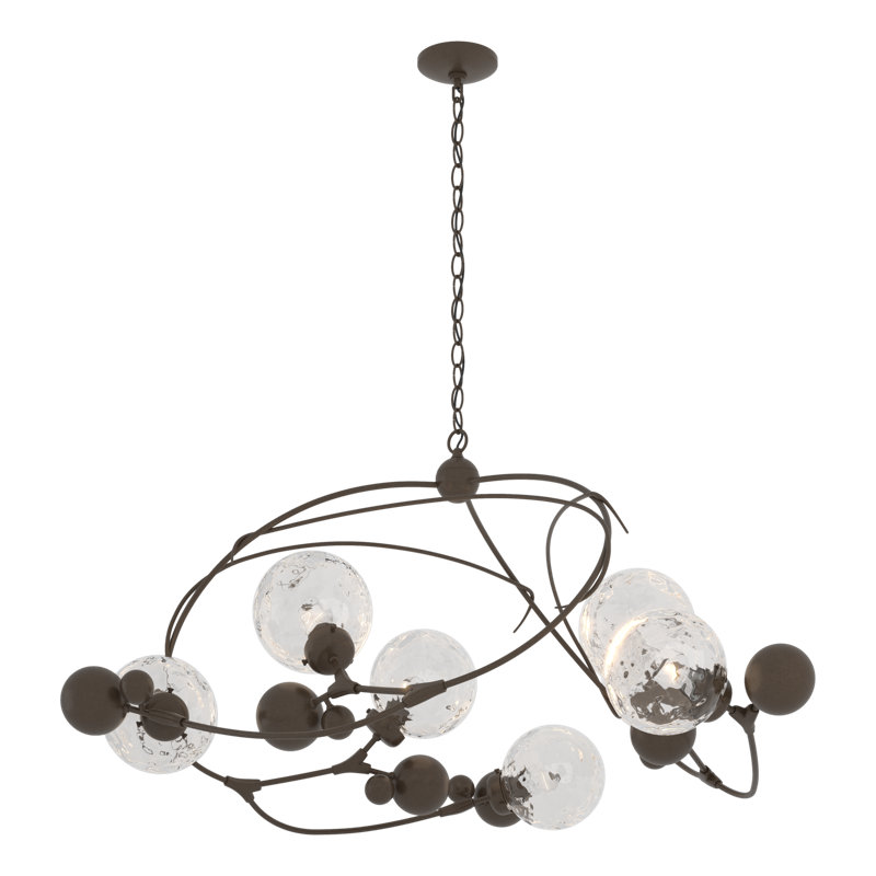 Sprig 6 - Light Unique Geometric Chandelier, Water Glass, Bronze