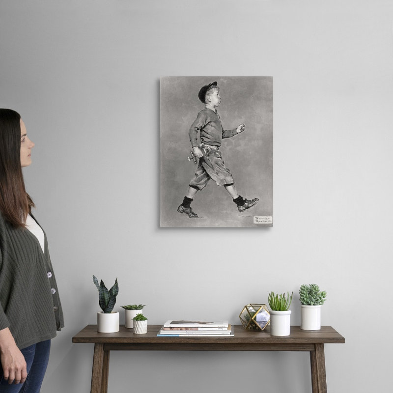 Portrait d'un garçon marchant sur toile, H 24 po x l 18 po x P 1,25 po, Toile tendue