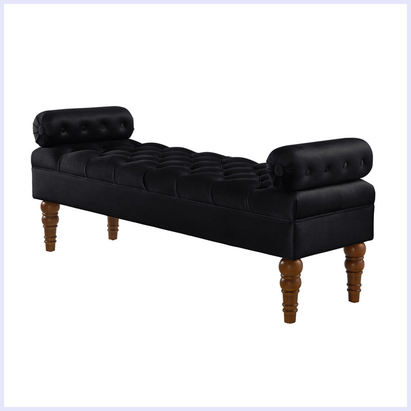 51.48" W Tufted Upholstered Bench, Black