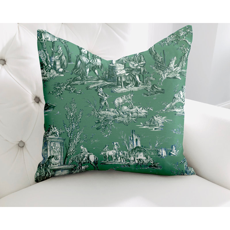  Housse de coussin en coton Eloise, L 15 po x H 15 po, Émeraude
