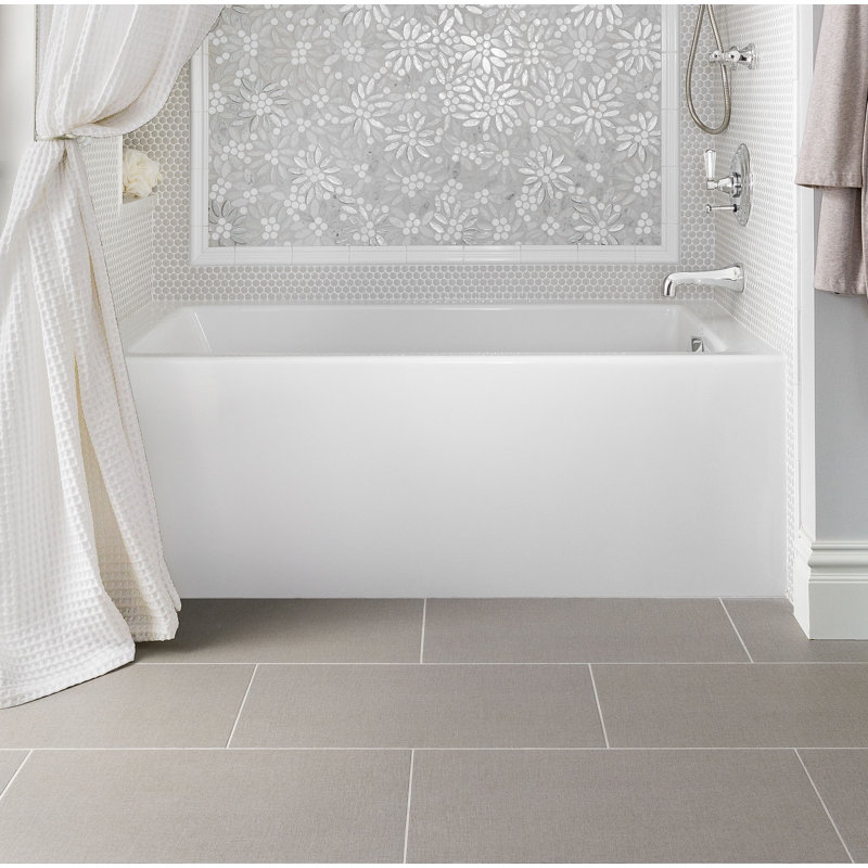 Sydney 60'' L Air Bathtub, White, Left, Polished Brass