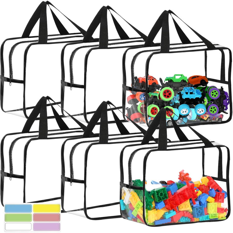 6-pack Xl Clear Toy Storage Bags With Labels