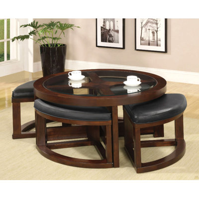 Ensemble de table basse avec repose-pieds en verre